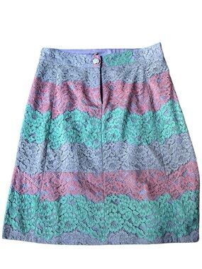 Traffic people Lace Stripe A-Line Skirt in Pastel Blue, Mint & Pink